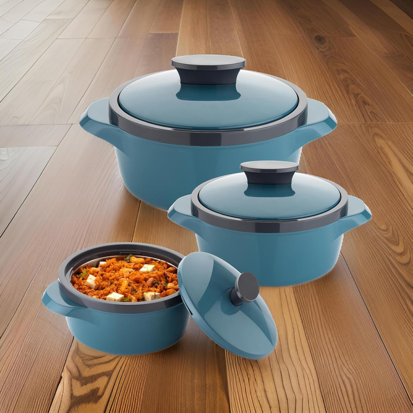 NEW CASSEROLE SET COMES WITH 3 DIFFERENT CAPACITY FOR EVERYDAY USE AT HOME FOR DELISIOUS FOOD | BPA Free | Food Grade | Easy to Carry | Easy to Store | Chapati | Roti | Curd Maker