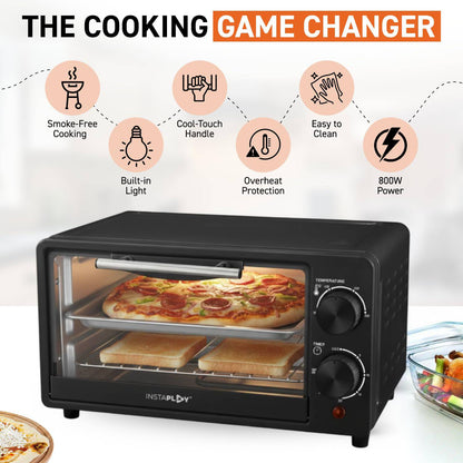 Instaplay OTG Oven Toaster Griller 12 Litre 1000W with Temperature Control for Baking Grilling and Toasting