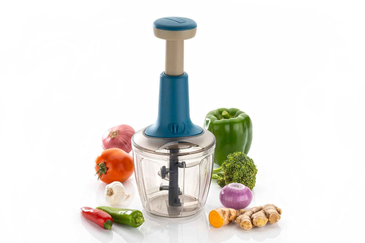 Instaplay Push Chopper 1100ml , Steel Large Manual Hand-Press Vegetable Chopper