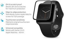 Load image into Gallery viewer, AT&amp;T AWTG-42 Edge to Edge 3D Tempered Glass Screen Protector for Apple Watch Series 1/2/3 42mm (Black)
